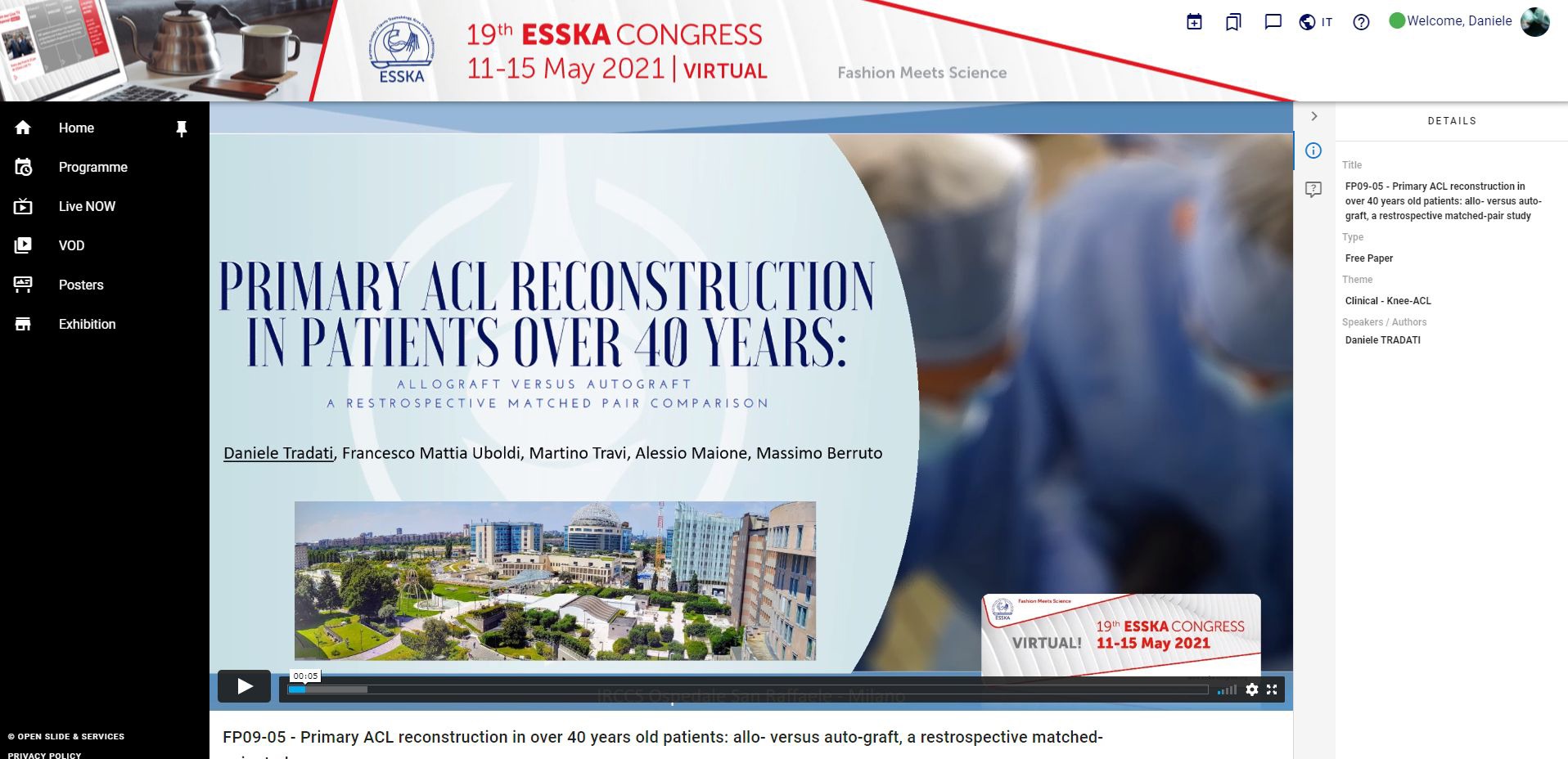 Congresso Europeo ESSKA 2021, presente!